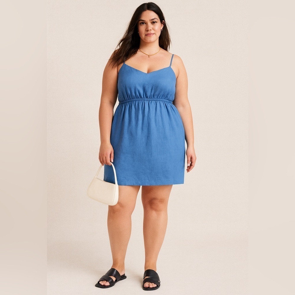 J. Crew NWT 100% linen blue spaghetti strap mini dress. Size XXL.